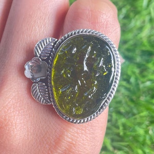 Moldavite Ring Moldavite Silver Ring 925 Sterling Silver Ring Gemstone Ring Handmade Moldavite Gemstone Handmade Moldavite Ring Women