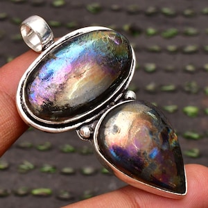 Multi Labradorite Pendant 925 Sterling Silver Pendant Labradorite Gemstone Pendant Handmade Silver Jewelry Labradorite  Pendant For Necklace