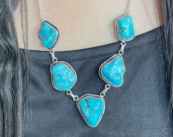 Turquoise 925 Sterling Silver Pendant Jewelry Flower Handmade Healing Necklace Blue Color Pendant For Necklace Women December Birthstone