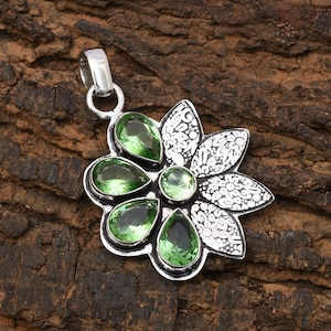 Green Amethyst Pendant 925 Sterling Silver Pendant Green Amethyst Gemstone Handmade Silver Jewelry Amethyst Handmade Pendant For Necklaces