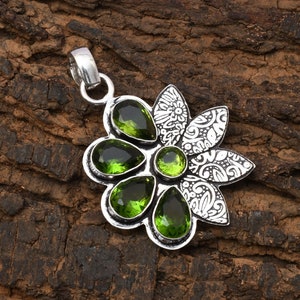 Peridot Gemstone Pendant 925 Sterling Silver Pendant Peridot Gemstone Handmade Silver Jewelry Peridot Silver Pendants For Necklaces Women