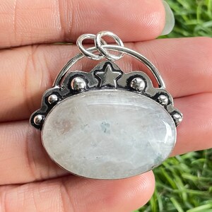 Moonstone Pendant 925 Sterling Silver Pendant Moonstone Gemstone Handmade Silver Gemstone Jewelry Moonstone Pendant For Necklaces Women
