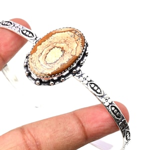 Picture Jasper Cuff 925 Sterling Silver Bangle Picture Jasper Gemstone Bracelet Handmade Silver Jewelry Jasper Bangle Bracelet For women