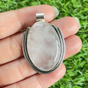 Rose Quartz Pendant 925 Sterling Silver Pendant Rose Quartz Gemstone Handmade Silver Gemstone Jewelry Quartz Silver Pendant For Necklaces
