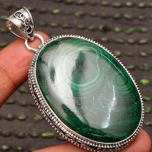 Malachite 925 Sterling Silver Pendant Malachite Gemstone Handmade Silver Jewelry Malachite Pendant For Necklaces Chakra Alignment Pendant