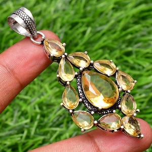 Citrine Pendant 925 Sterling Silver Pendant Citrine Gemstone Handmade Silver stone Jewelry Citrine Silver Pendant For Necklace Women