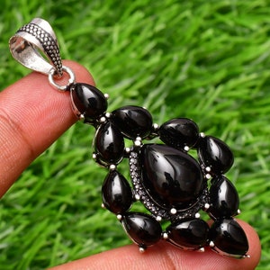 Black Onyx Pendant 925 Sterling Silver Pendant Black Onyx Gemstone Handmade Silver Gemstone Jewelry Black Onyx Silver Pendant For Necklaces