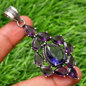 Amethyst Pendant 925 Sterling Silver Pendant Amethyst Gemstone Handmade Silver stone Jewelry Amethyst Silver Handmade Pendant For Necklaces