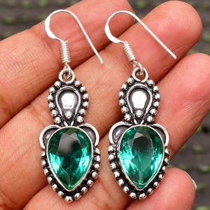 Paraiba Tourmaline Earrings Paraiba Tourmaline 925 Sterling Silver Handmade Earrings Dangle Earrings For Women Paraiba Earrings For Gift