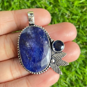 Blue Sapphire Pendant 925 Sterling Silver Pendant Blue Sapphire Gemstone Pendant Handmade Silver stone Jewelry Sapphire Pendant For Necklace