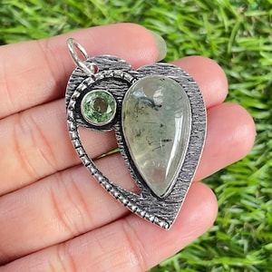 Prehnite Pendant 925 Sterling Silver Pendant Prehnite Gemstone Pendant Handmade Silver Gemstone Jewelry Prehnite Pendant For Necklaces