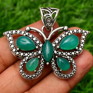 Natural Green Onyx Pendant 925 Sterling Silver Pendant Onyx Gemstone Handmade Silver Gemstone Jewelry Onyx Silver Pendant For Necklaces