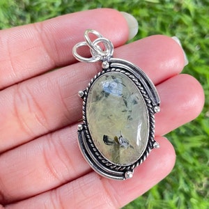 Prehnite Pendant 925 Sterling Silver Pendant Prehnite Gemstone Handmade Silver stone Jewelry Prehnite Silver Handmade Pendant For Necklaces