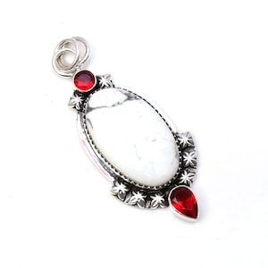 Howlite Pendant 925 Sterling Silver Pendant Howlite Gemstone Handmade Silver Jewelry Howlite Pendants For Necklaces For Women