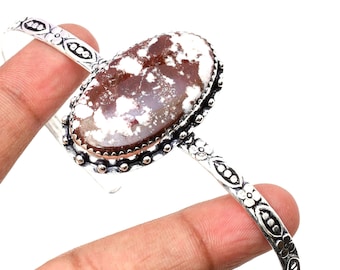 Wild Horse Gemstone Cuff: Handmade 925 Sterling Silver Bangle