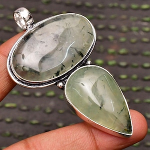 Prehnite Pendant 925 Sterling Silver Pendant Prehnite Gemstone Handmade Silver stone Jewelry Prehnite Silver Handmade Pendant For Necklaces