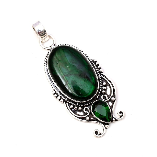 Green Labradorite Pendant 925 Sterling Silver Pendant Labradorite Gemstone Pendant Handmade Silver Jewelry Labradorite  Pendant For Necklace