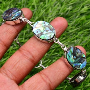 Handgemaakte abalone schelp armband 925 sterlingzilveren armband abalone schelp edelsteen armband abalone schelp sieraden cadeau armbanden voor vrouwen
