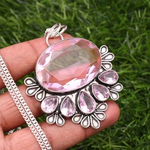 Pink Kunzite Pendant 925 Sterling Silver Pendant Kunzite Gemstone Handmade Silver Jewelry Kunzite Silver Pendant For Necklaces