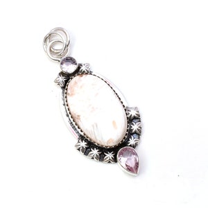 Scolecite Pendant 925 Sterling Silver Pendant Scolecite Handmade Pendant Scolecite Silver Pendant For Necklaces Women Christmas Gift