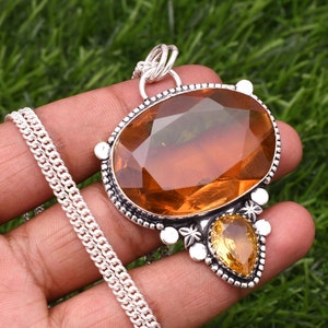 Handmade Citrine Pendant: 925 Sterling Silver Gemstone Necklace