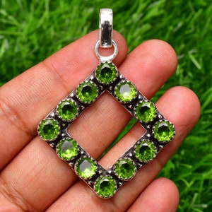 Peridot Gemstone Pendant 925 Sterling Silver Pendant Peridot Gemstone Handmade Silver Jewelry Peridot Silver Pendants For Necklaces Women