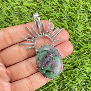 Ruby Zoisite Pendant 925 Sterling Silver Pendant Ruby Zoisite Handmade Jewelry Ruby Pendant For Necklaces Heart and Crown Chakra Pendant