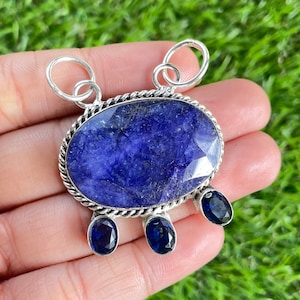 Blue Sapphire Pendant 925 Sterling Silver Pendant Blue Sapphire Gemstone Pendant Handmade Silver stone Jewelry Sapphire Pendant For Necklace