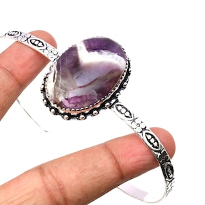 Amethyst Cuff 925 Sterling Silver Bangle Amethyst Gemstone Bracelet Handmade Amethyst  Silver Jewelry Bangle Gift Bracelets For women
