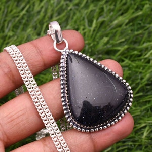 Ciondolo fatto a mano con pietra preziosa Sun Sitara: argento sterling 925, 5,5 cm