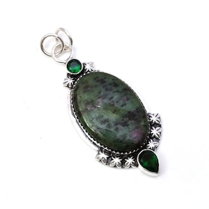 Ruby Zoisite Pendant 925 Sterling Silver Pendant Ruby Zoisite Gemstone Pendant Handmade Silver Gemstone Jewelry Zoisite Pendant For Necklace