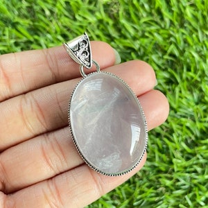 Rose Quartz Pendant 925 Sterling Silver Pendant Rose Quartz Gemstone Handmade Silver Gemstone Jewelry Quartz Silver Pendant For Necklaces
