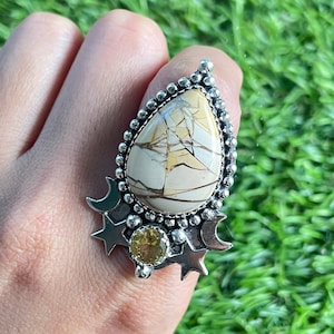 Brecciated Mookaite Ring Mookaite Silver Ring 925 Sterling Silver Ring  Gemstone Ring Handmade Mookaite Gemstone Mookaite Ring For Women