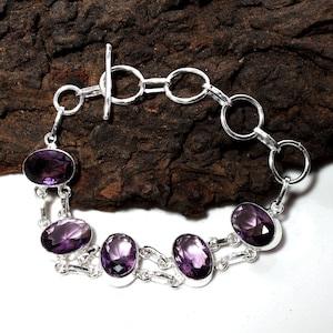 Amethyst Armband 925 Sterling Silber Armband Amethyst Edelstein Armband Amethyst Silber Schmuck Geschenk Handmade Armbänder Für Frauen