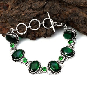 Handmade Diopside Bracelet 925 Sterling Silver Bracelet Diopside Gemstone Bracelet Diopside Silver Jewelry Gift Bracelets For women