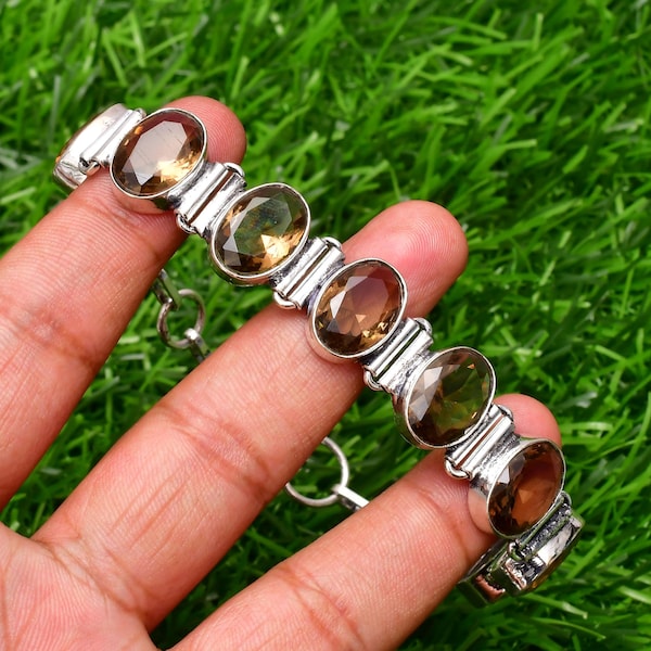 Handmade Smoky Topaz 925 Sterling Silver Bracelet