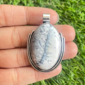 Handmade Dendrite Opal Pendant: 925 Sterling Silver Necklace