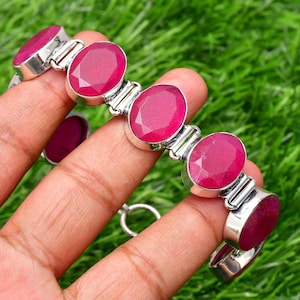 Handgemachtes Rubin 925 Sterling Silber Armband: Multi Edelstein Schmuck