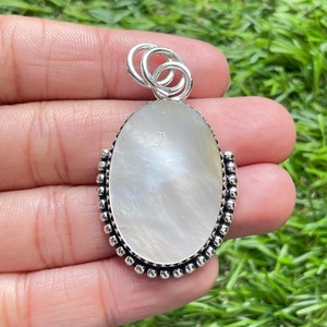 Mother of Pearl Pendant 925 Sterling Silver Pendant Pearl Gemstone Handmade Silver stone Jewelry Mother of Pearl Silver Pendant For Necklace