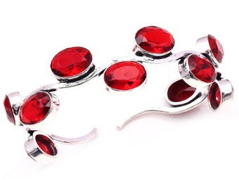 Brazalete de granate hecho a mano: pulsera de plata de ley 925
