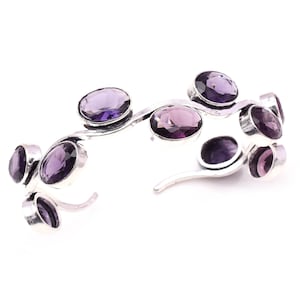 Amethyst Cuff 925 Sterling Silver Bangle Amethyst Gemstone Bracelet Handmade Amethyst  Silver Jewelry Bangle Gift Bracelets For women