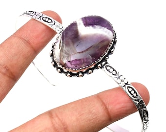 Handgemaakte amethist manchet: 925 sterlingzilveren armband