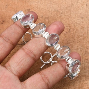 Handmade White Topaz Bracelet 925 Sterling Silver Bracelet White Topaz Multi Gemstone Bracelet Topaz Silver Jewelry Gift Bracelets For women