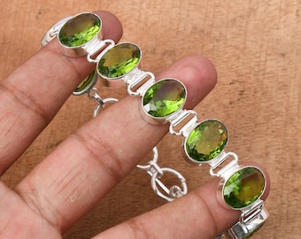 Handmade Peridot Bracelet: Sterling Silver Multi Gemstone Jewelry