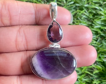 Amethyst 925 Sterling Silver Pendant Amethyst Gemstone Handmade Silver Jewelry Amethyst Pendant For Necklaces Women Creativity stone Pendant