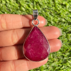Ruby Pendant 925 Sterling Silver Pendant Ruby Gemstone Pendant Handmade Silver Jewelry Ruby Pendant For Necklaces Emotional Balance Pendants