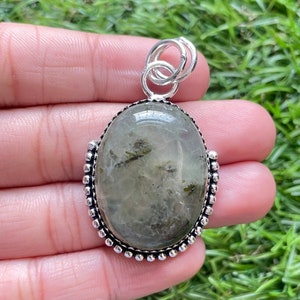 Prehnite Pendant 925 Sterling Silver Pendant Prehnite Gemstone Handmade Silver stone Jewelry Prehnite Silver Handmade Pendant For Necklaces