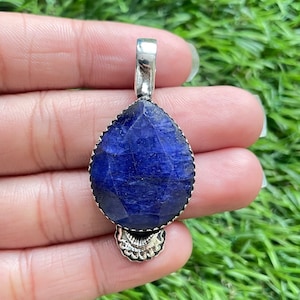 Blue Sapphire Pendant 925 Sterling Silver Pendant Blue Sapphire Gemstone Handmade Silver Jewelry Sapphire Silver Pendants For Necklace Women