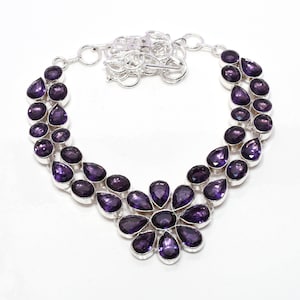 Amethyst Necklace Amethyst Gemstone Necklace 925 Sterling Silver Necklace Jewelry Handmade Amethyst Gemstone Jewelry For Gift