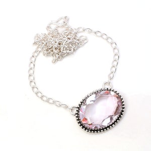 Pink Kunzite Necklace Pink Kunzite Gemstone 925 Sterling Silver Necklace Pink Kunzite Silver Jewelry Handmade Kunzite Jewelry Necklace